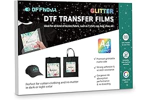 OFFNOVA Glitter DTF Transfer Film: Print Vibrant Graphics on Dark Fabrics