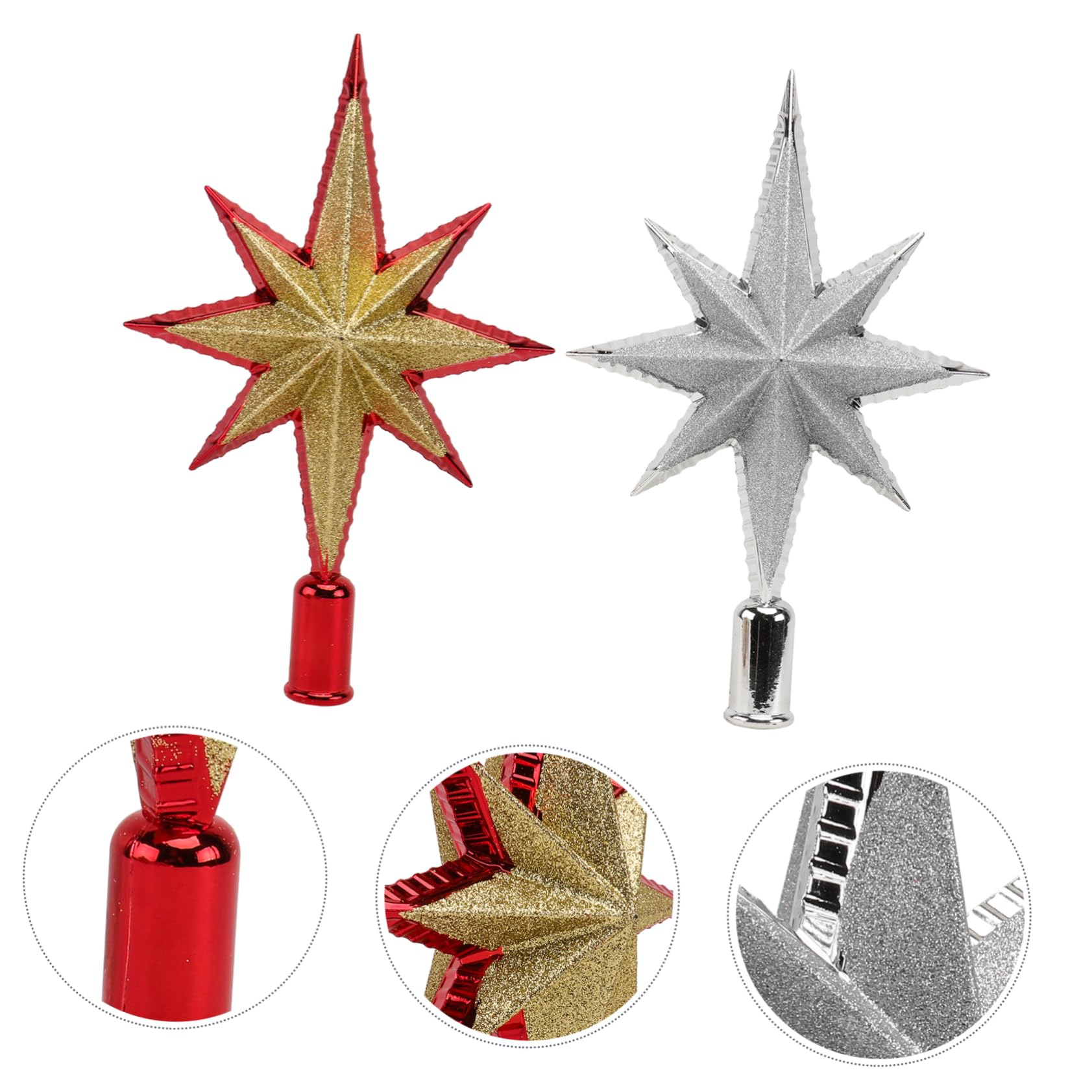 PRETYZOOM 2 Juegos Estrella Octogonal Tridimensional Árbol Navidad Ligero Christmas Tree Star Christmas Tree Decorations Decoración Adorno De Estrella Adorno De Arbol 2 Piezas * 2