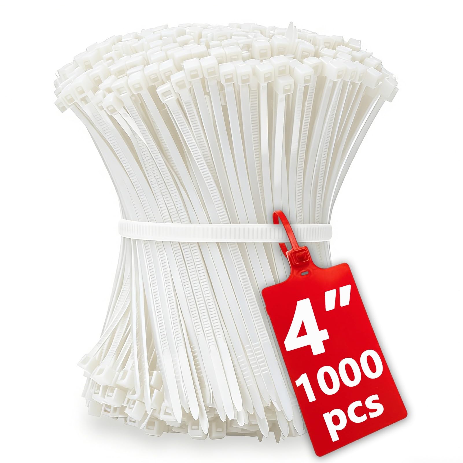 Photo 1 of 1000pcs Small White Zip Ties 4 Inch, Mini Cable Ties Tiny Zipties 4 In Micro Self Locking Plastic Clear Tie Wraps Thin Wire Ties for Cable Management
