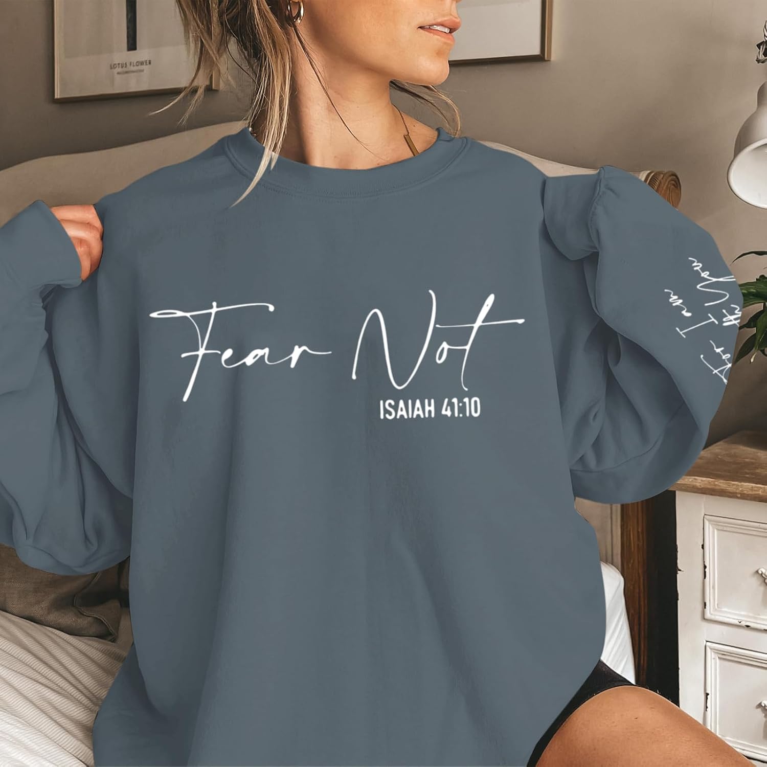 KEEVICI Christian Jesus Faith Sweatshirts for Women Religious Bible Verse God Sweatshirt Graphic Inspirational Cotton Hoodies