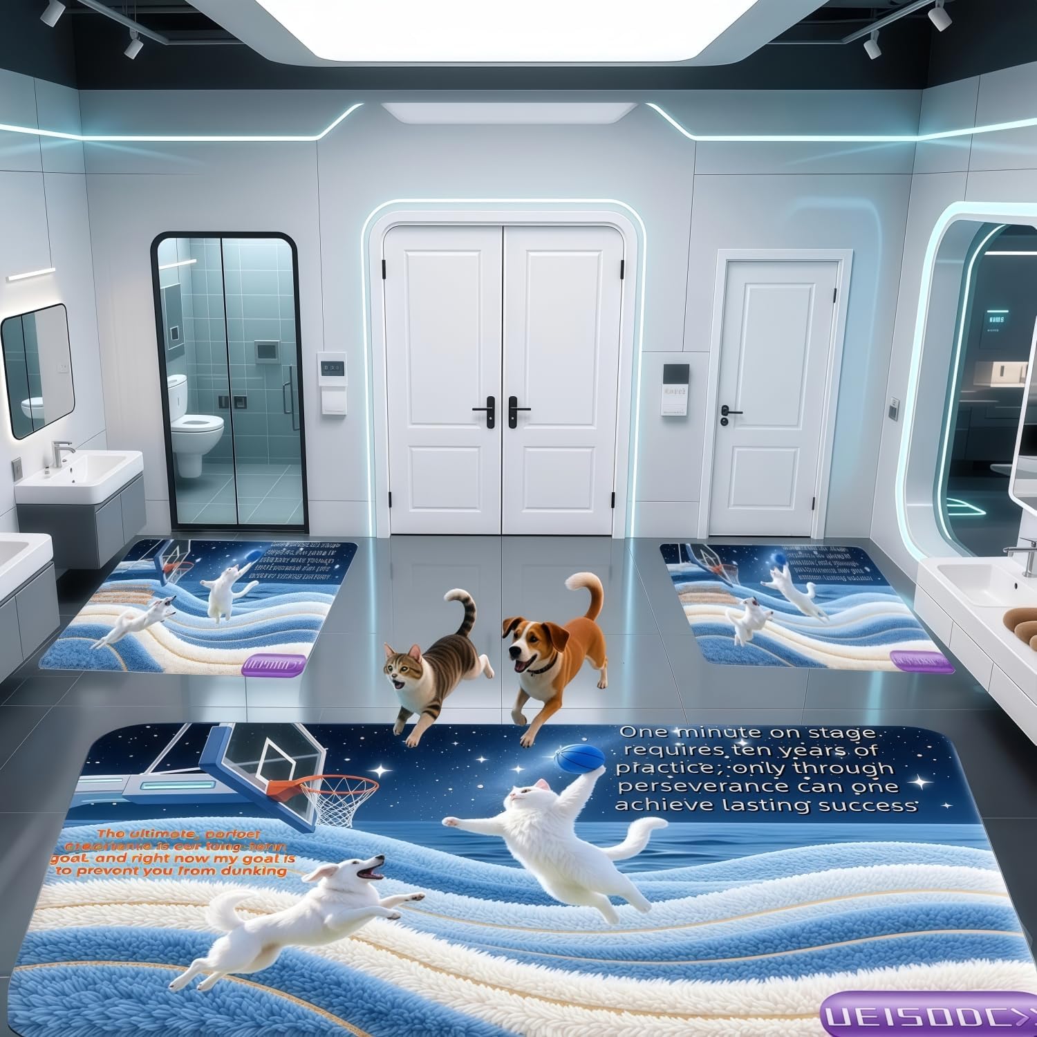 Outdoor Carpet mat, Area Rug, Indoor Doormat，Anti-Slip, Water-Absorbent, decontamination and wear-Resistant, 3Piece 16 * 24，24 * 36，24 * 48 inch, TPR eco-Friendly and odorless,Slam Dunk3