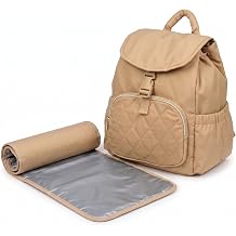 Diaper Bag Backpack for Mom & Dad - Large Baby Bag with Changing Pad & Stroller Straps - Laptop Pocket & Bottle Holder - Polyester, Water-Resistant & Travel Diaper Backpack - Soft Shell - Biege Color