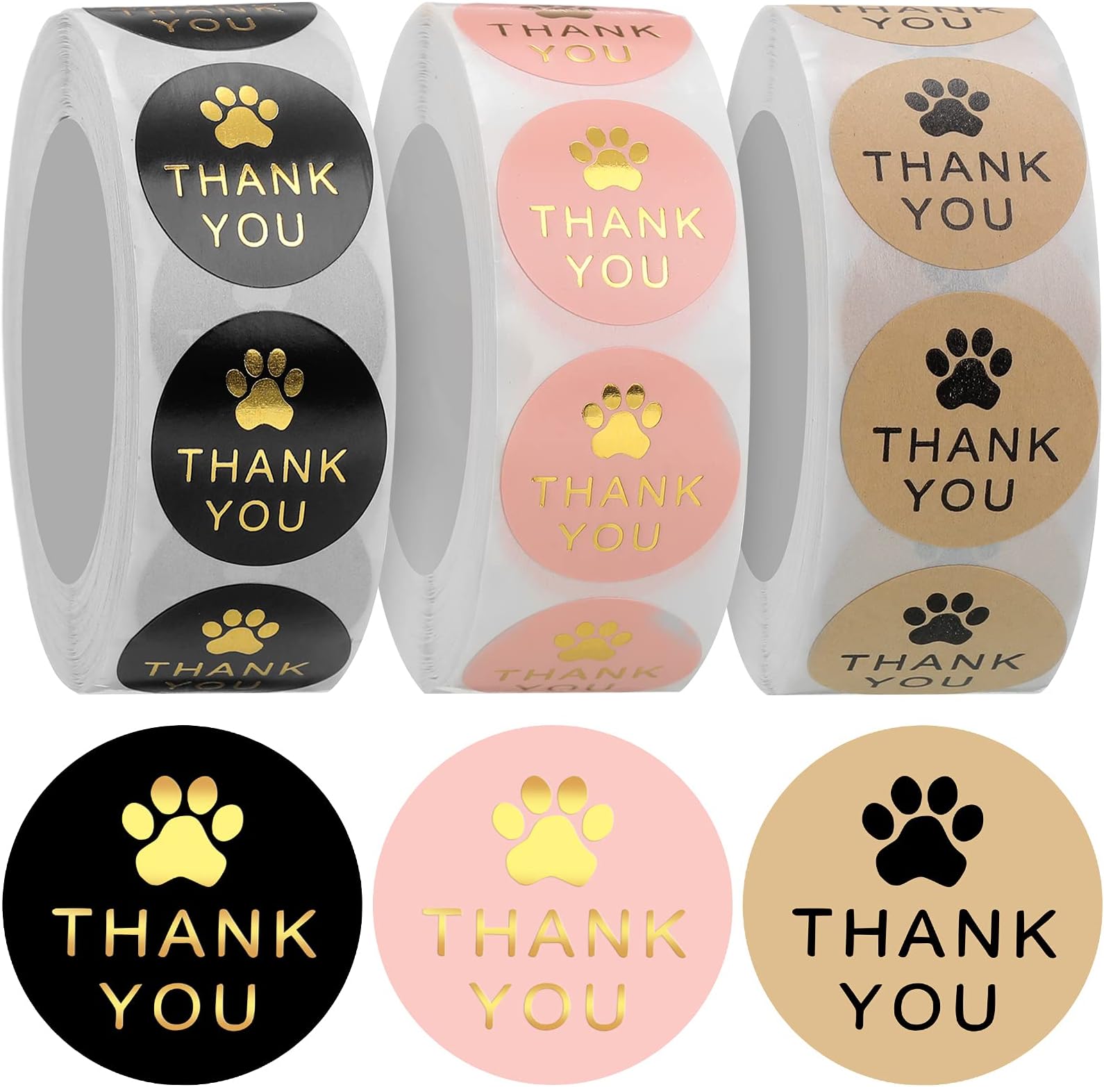 Boao A Roll of 600 Pieces Colorful Paw Stickers Dog Paw