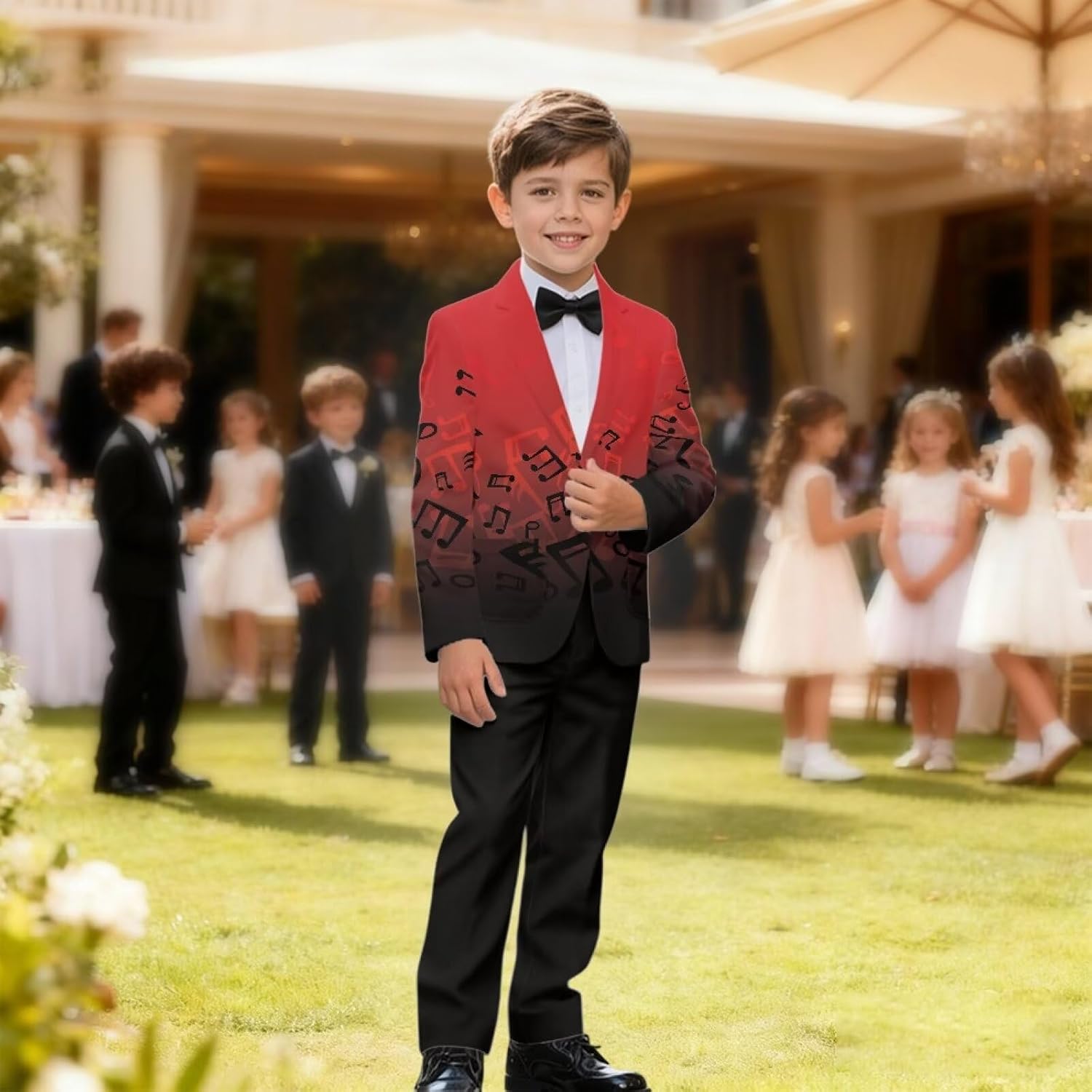 Xoenoiee Boys Formal Suits Slim Fit 2 Piece Kids Suit Jacket Pants Set Tuxedo Dresswear for Wedding Ring Bearer Oufit