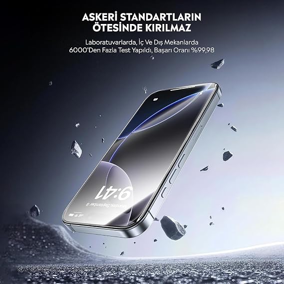 Babilden iPhone 18 Pro Max İle Uyumlu Ekran Koruyucu Uçtan Kenara Tam Kapsama Dayanıklı Temperli Kırılmaz Cam Koruma
