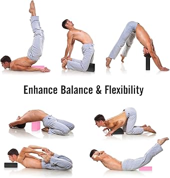 MoKo Thin Yoga Blocks 2 Pack, 9 x 6 x 3 High Density EVA Foam Yoga Block Exercise Bricks, Eco Friendly & Lightweight, Increase Flexibility & Balance, Great for Stretching & Holding Poses