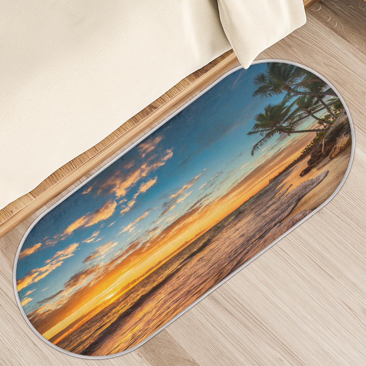 Tapis à poils longs Sunrise pour une ambiance de plage tropicale dans la chambre
