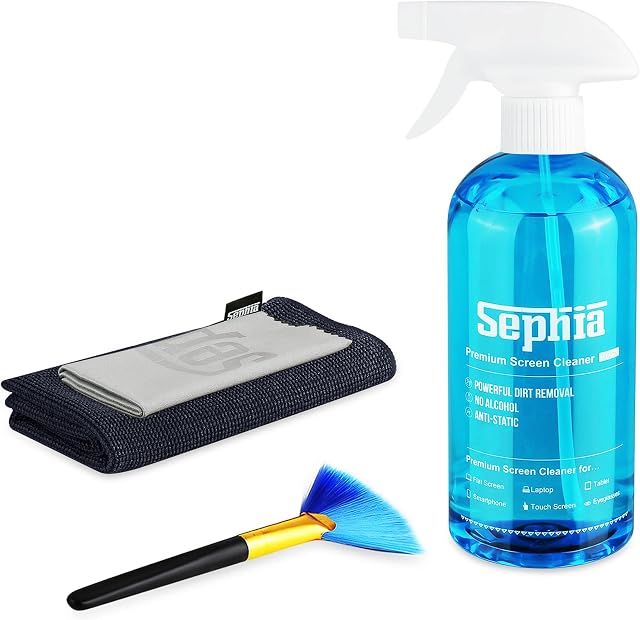 Sephia Screen Cleaner Kit with Microfibre Cloth and Dust Brush for Cleaning TV LCD Computer Smartphone Screens