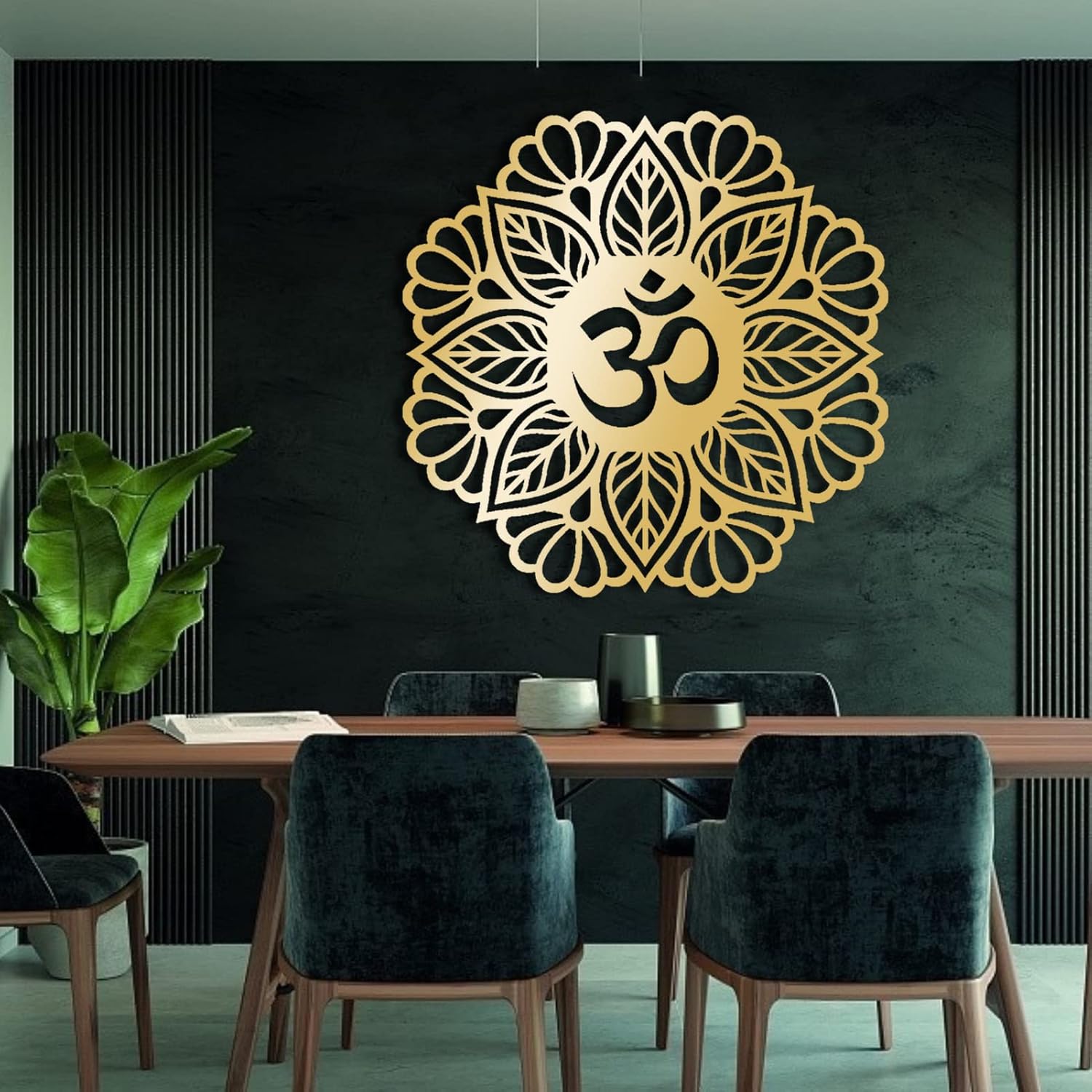 Metal Yoga Wall Hanging, Om Mandala Metal Wall Art, Namaste