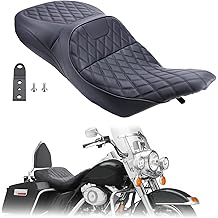 Motorcycle Complete Seat Cushion Pad for Harley Touring Electra Glide 1997-2007 Standard/Classic/Ultra Classic, Leather Two-Up One-Piece Seat for Road Glide 1998-2007 (Diamond)