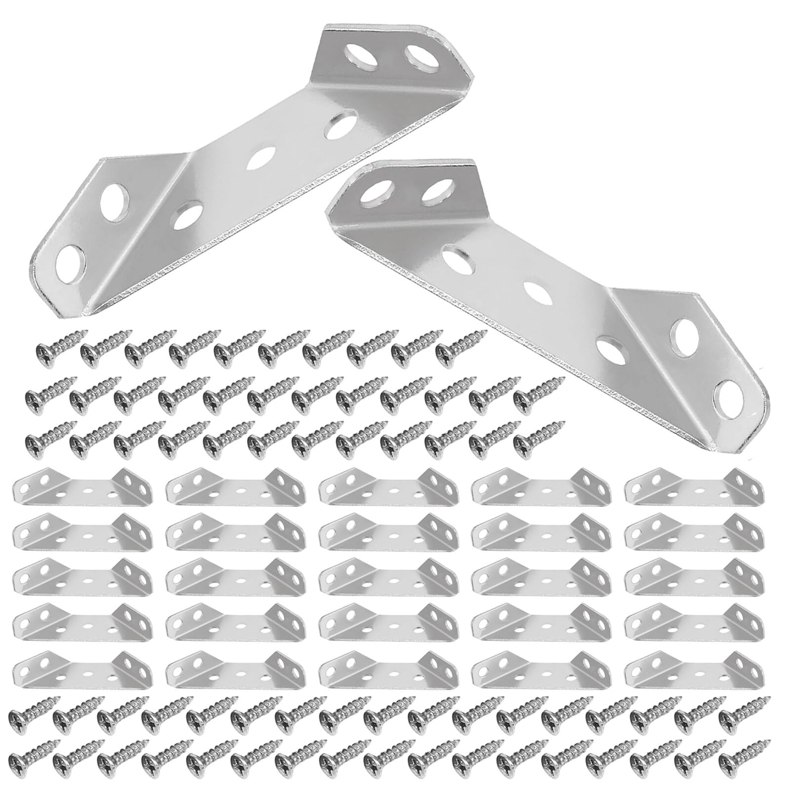 48 Set Squadrette Angolari in Acciaio Inox con Viti Supporto Multifunzione Tre Facce per Mobili Rinforzo Angolare per Scaffali Armadi e Mensole con Bordi Lisci e Sicuri per Casa