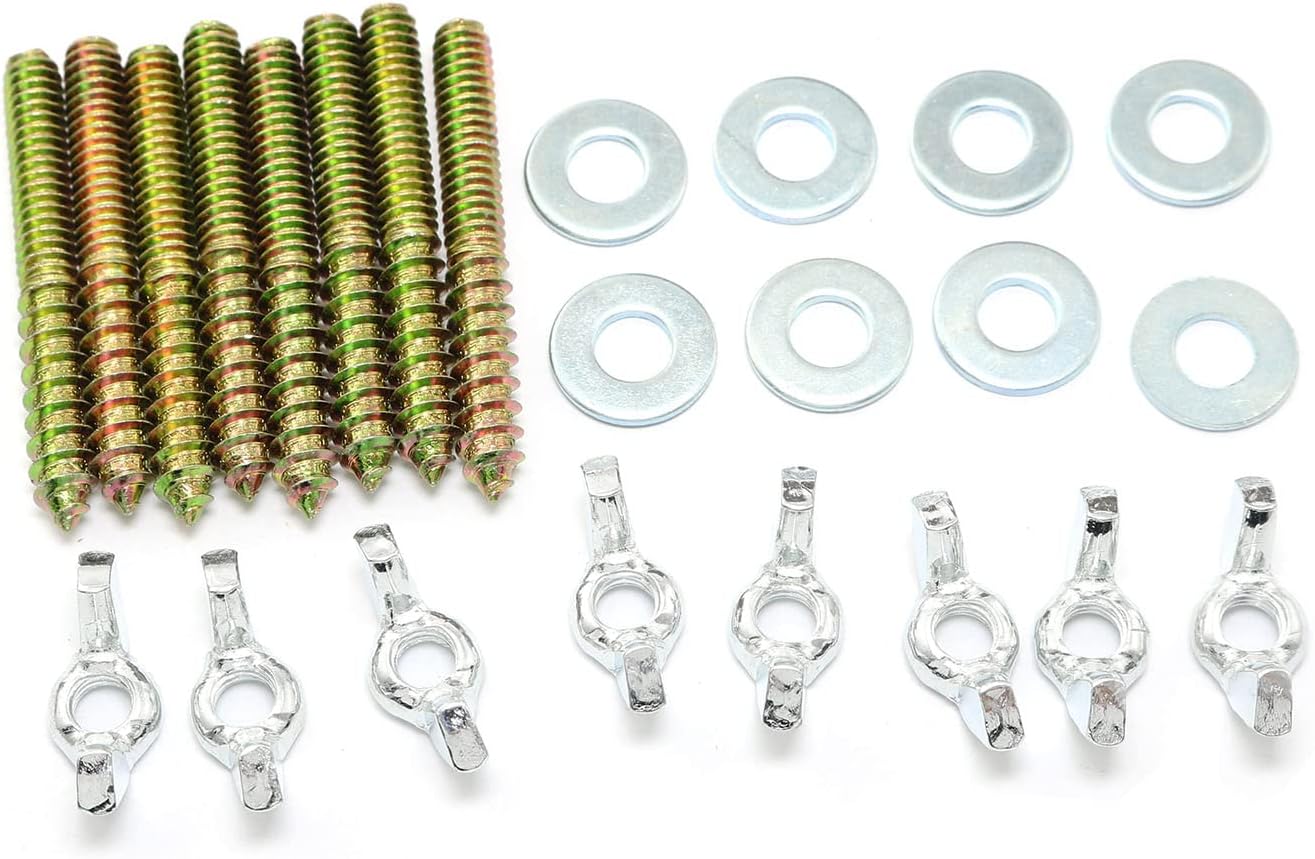 Hanger Bolts 1/4-20 x 2 Double Head Dowel Screw with Wing Nuts for Wood Furniture