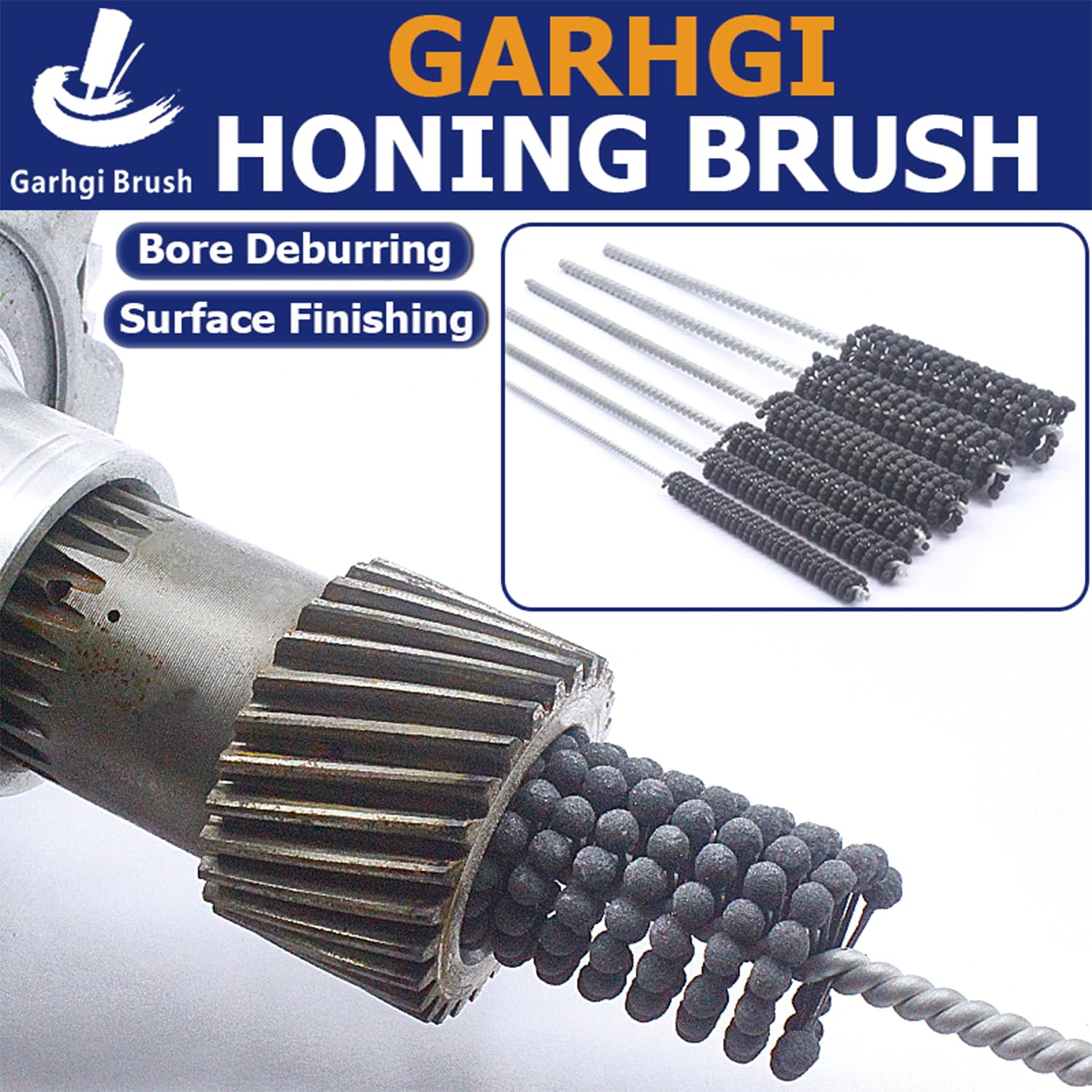 Garhgi 0.118" (3mm) Abrasive Nylon Hone Brush, 320 Grit Silicon Carbide for Small Size Engine Cylinders Brake Piston Rings Guides Tubes Cam Bearings