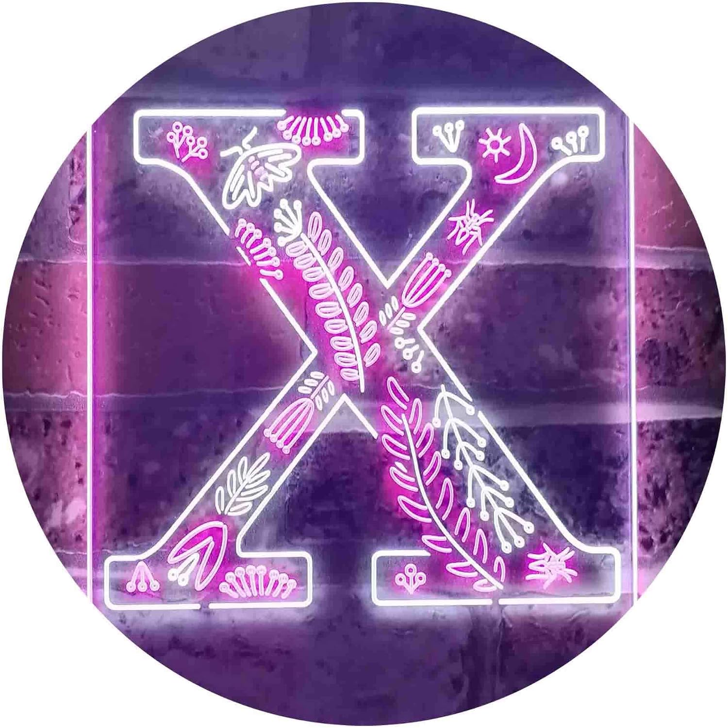 ADVPRO Letter X Initial Monogram Family Name Dual Color LED Neon Sign White & Purple 8.5" x 12" st6s23-i3461-wp