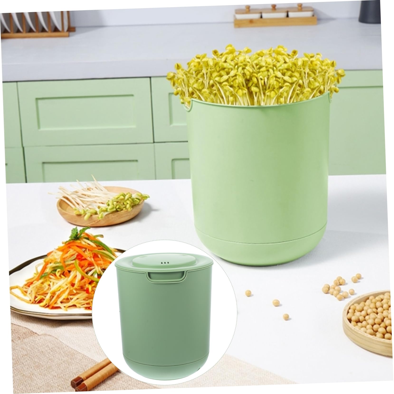 YARNOW Kit de Cultivo de Brotes de Soja de 1 Juego en PP Verde Claro