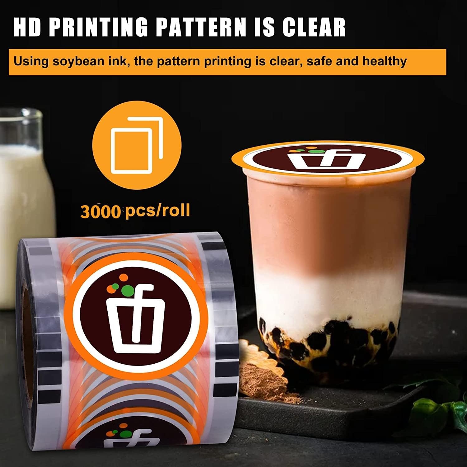JIAWANSHUN Cup Sealer Film Tea Cup Sealing Film for PP Cups 90-105mm (3.55"- 4") 3000PCS