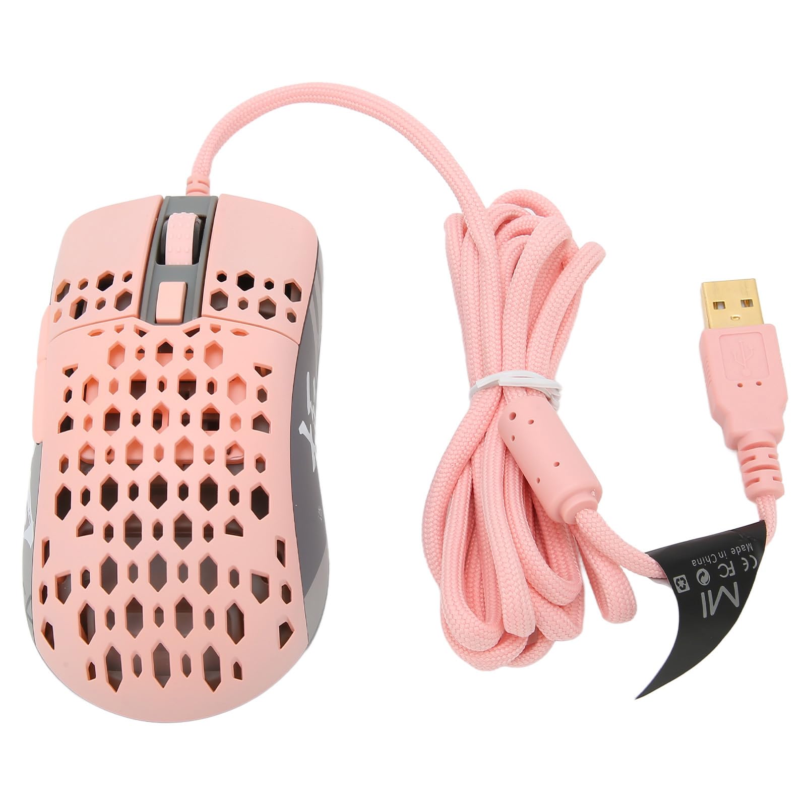 Aramox Souris Gamer, 8 DPI Réglables Coque Légère en Nid d'abeille (Pink)