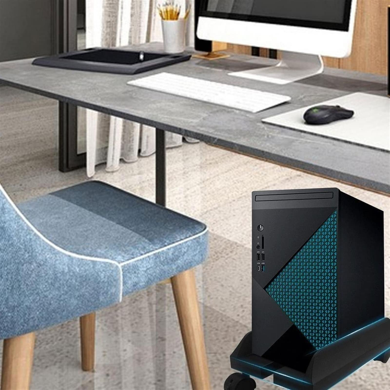 Supporto per monitor regolabile, supporto per processore, supporto per tornio per PC desktop mobile con ruote, supporto per telaio centrale per PC a terra, supporto universale per PC con larghezza