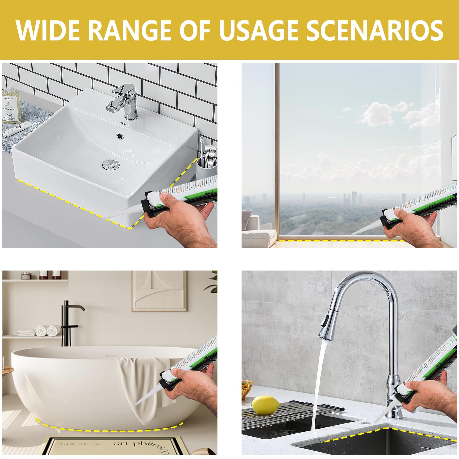 Pistola de cartuchos sin cable batería para DeWalt 20V Max con luz LED y 4 velocidades ajustables Para reparar baldosas y sellar encimeras de cocina