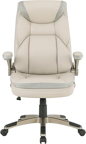 Miniatura 7 de Office Star ECH Series - Silla de oficina ejecutiva de cuero regenerado con soporte lumbar y brazos acolchados ajustables en altura, color gris