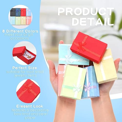 Miniatura 5 de Batiyeer Juego de cajas de regalo de joyería, cajas de cartón de regalo pequeñas vacías para embalaje de joyas con lazo de cinta para aniversarios,