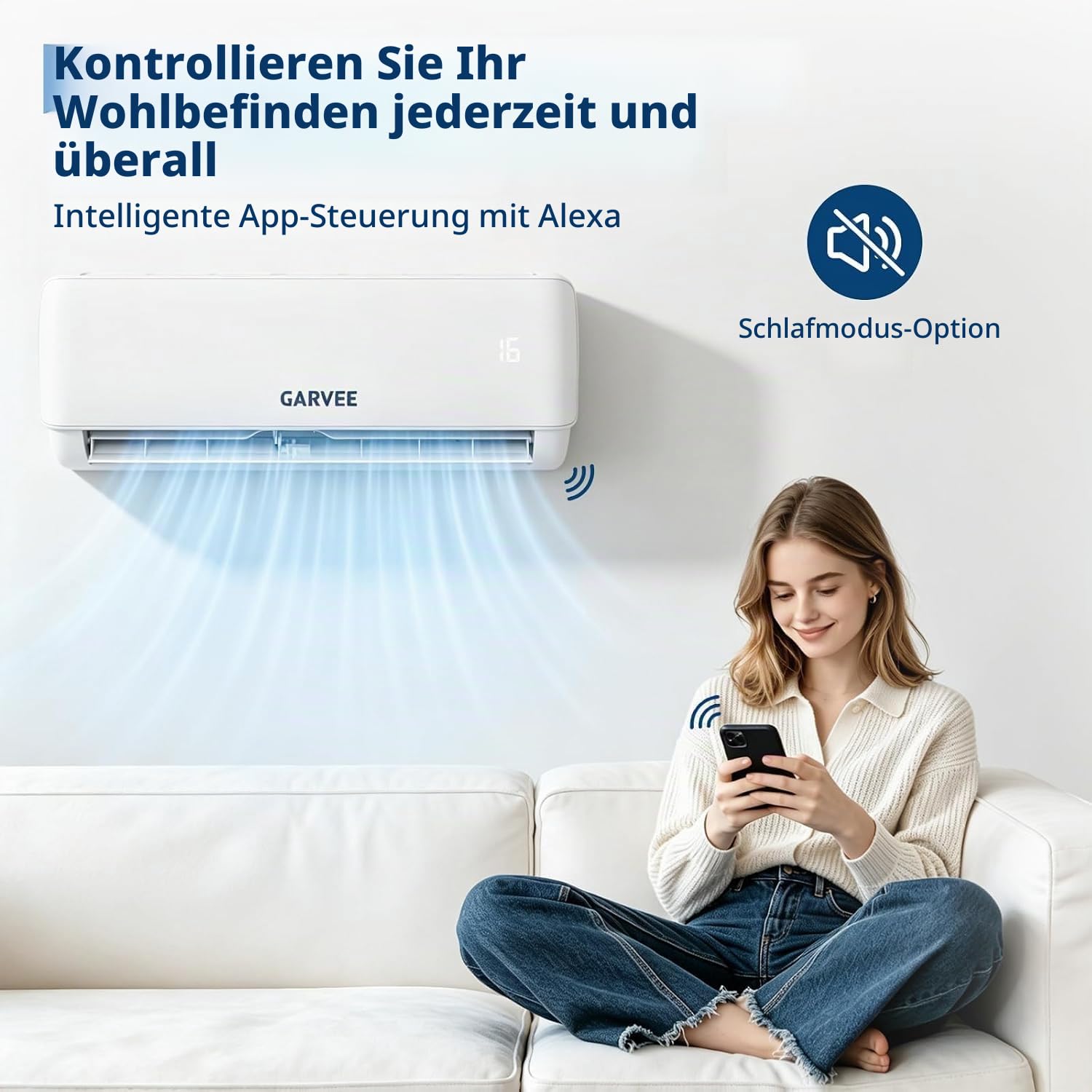 Klimaanlage Split, Inverter Klimagerät mit Kühlung und Heizung, Split Klimaanlage Wandmontage, 12000 BTU(3.5 kW), WiFi&App, Sehr Leise, R32 Kältemittel, Montagematerial, bis 100qm [Energieklasse A++]