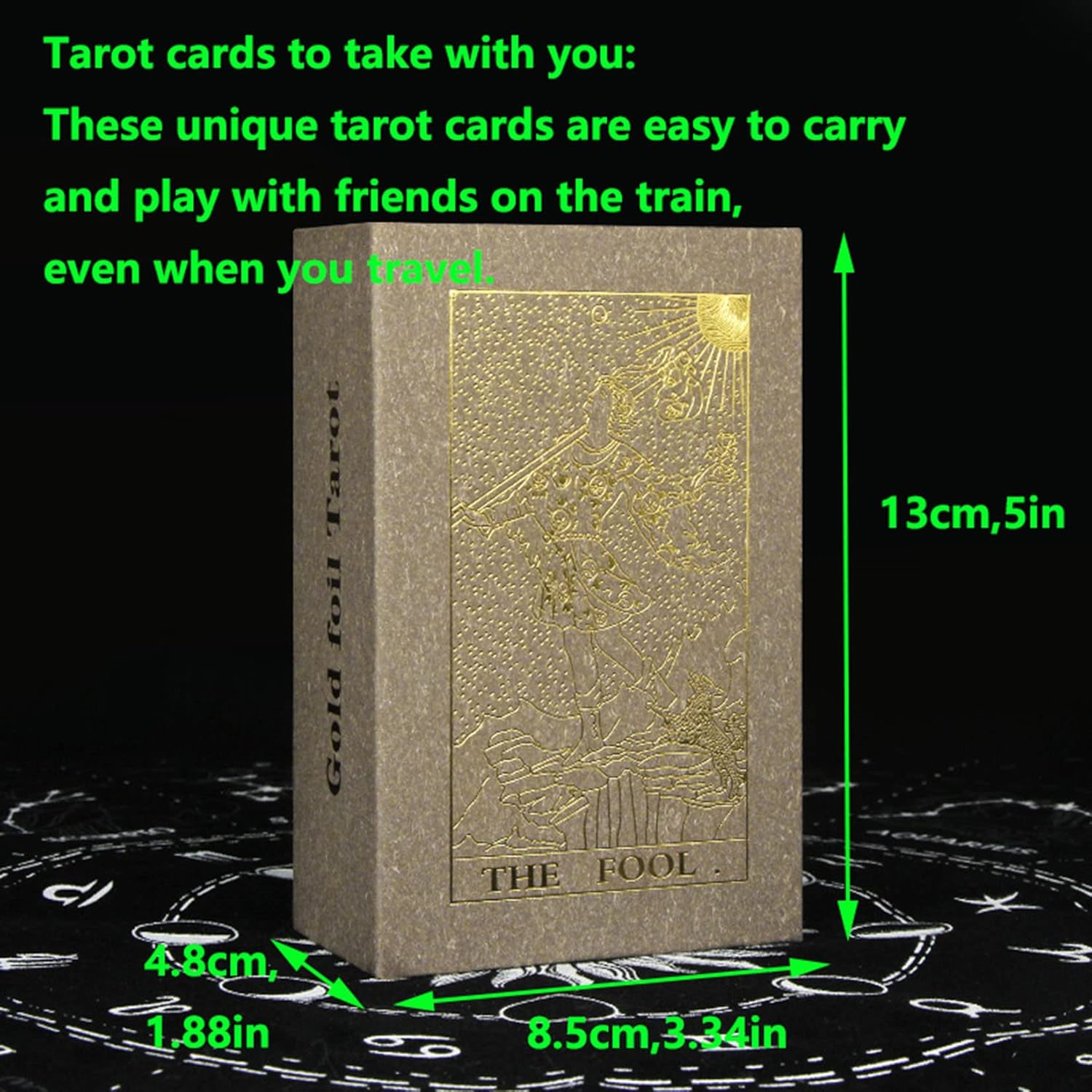 Tarot Cards Deck, Water Proof with Guidebook Divination Cards, 80 Fortune Telling Game Set for Family Reunion Beginners Expert Readers for Christmas Birthday Holiday Gifts,Gold