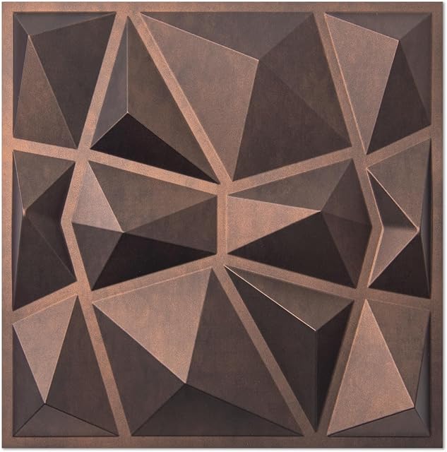 Art3d A10315AC Dekoracyjne panele ścienne 3D z diamentowym wzorem, stara miedź, 30 x 30 cm, 33 szt.
