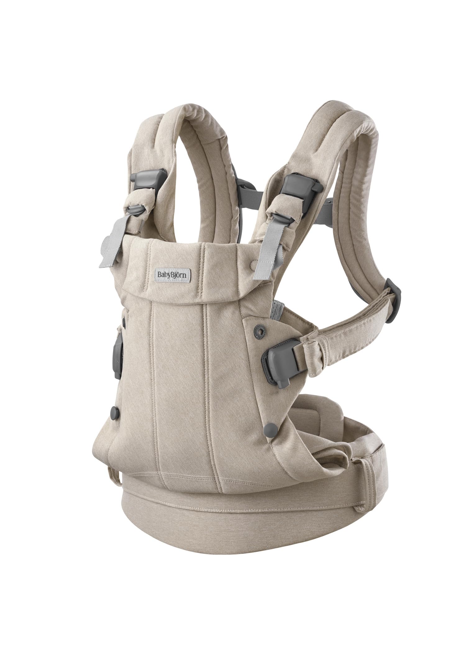 BabyBjörn Mochila Porta Bebé Harmony, Tejido jaspeado, Beige claro