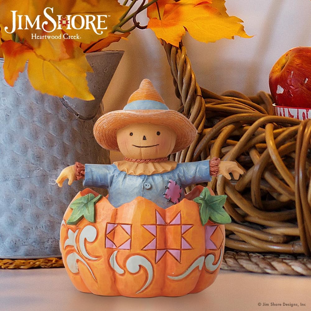 Enesco Jim Shore Heartwood Creek Harvest Pumpkin and Scarecrow Figurine, 3.58 Inch, Multicolor - Image 2
