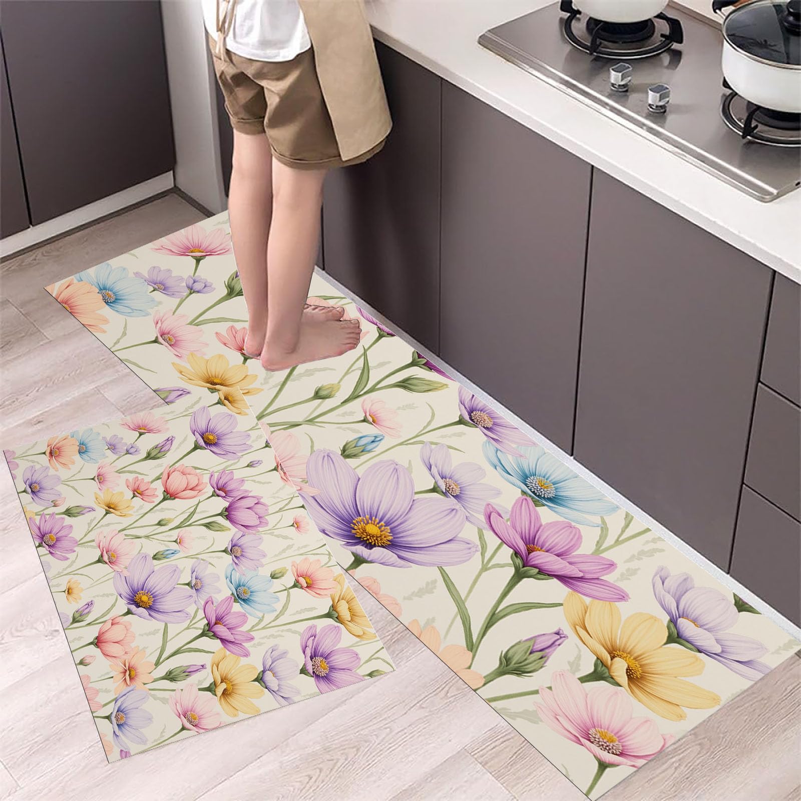 Alfombras de cocina de cosmos que llenan de alegría y diseño floral tu hogar
