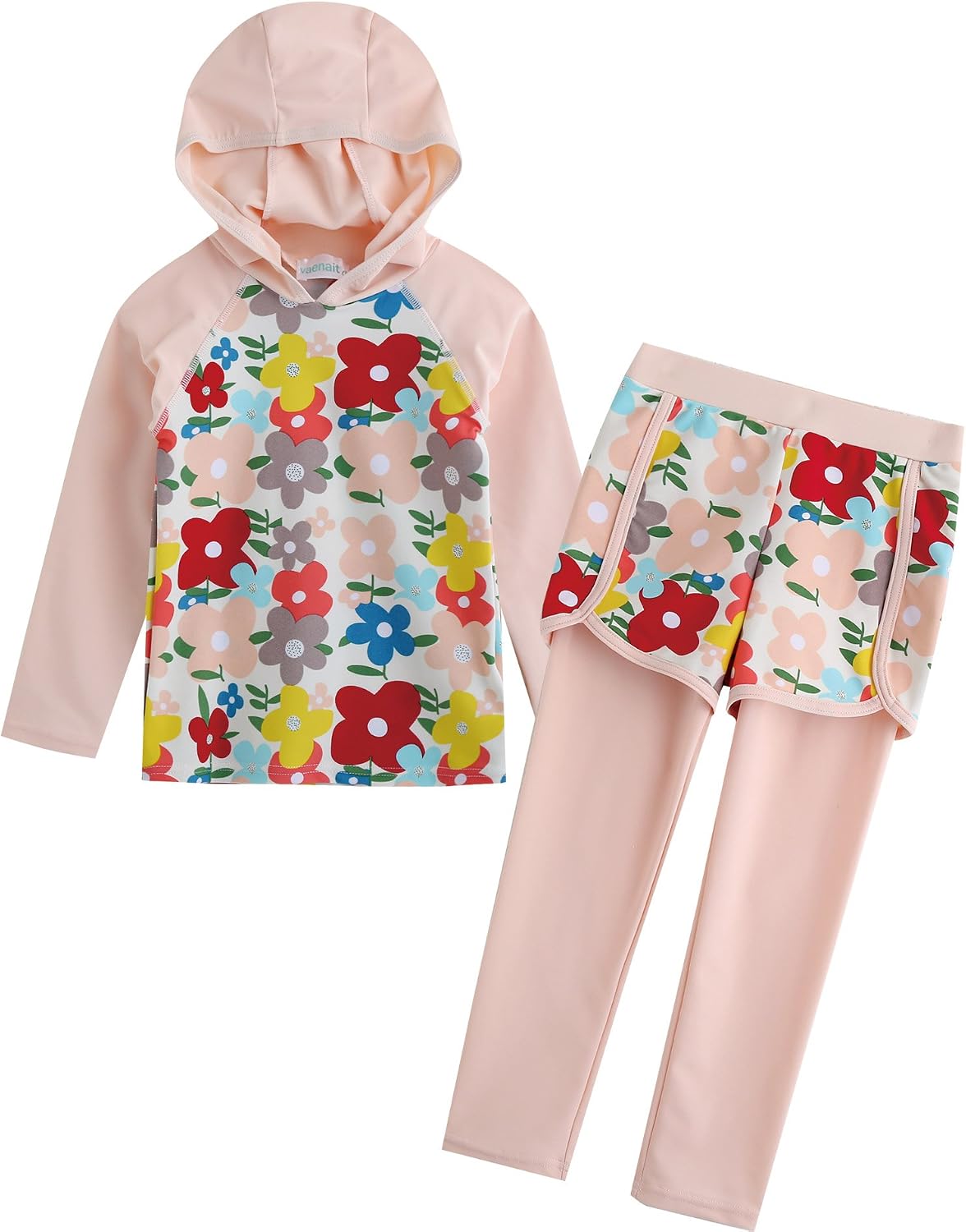 VAENAIT BABY Girls Rash Guard Swimsuit UPF 50+ Long Sleeve Toddler Bathing Suit Ribbon Stawberry Floral Fruit for 2~8Years