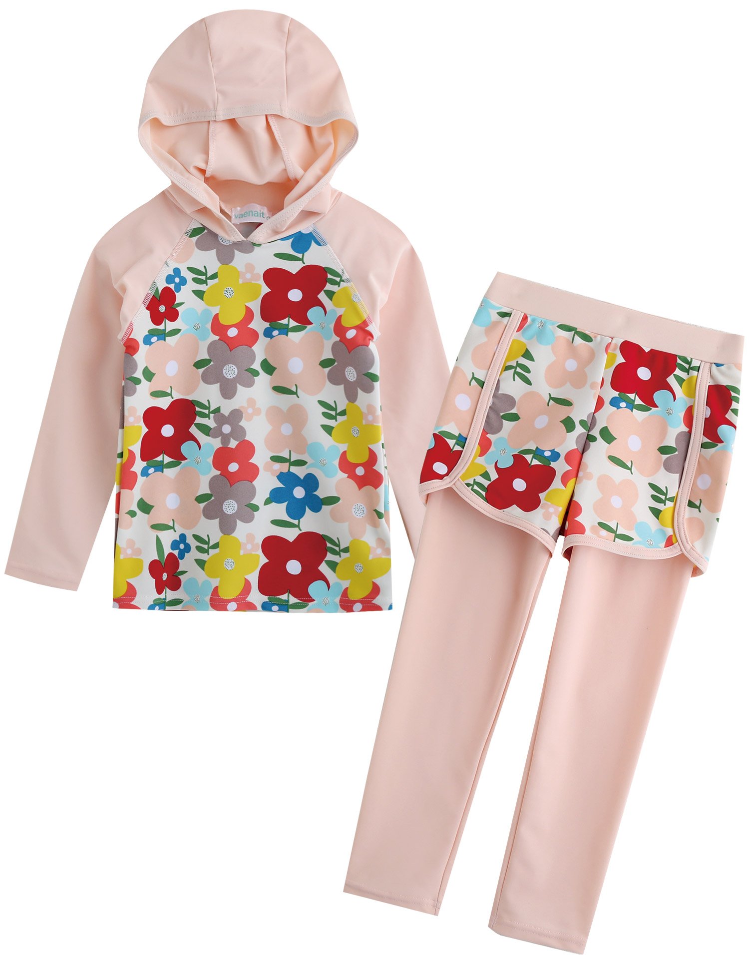 VAENAIT BABY Girls Rash Guard Swimsuit UPF 50+ Long Sleeve Toddler Bathing Suit Ribbon Stawberry Floral Fruit for 2~8Years