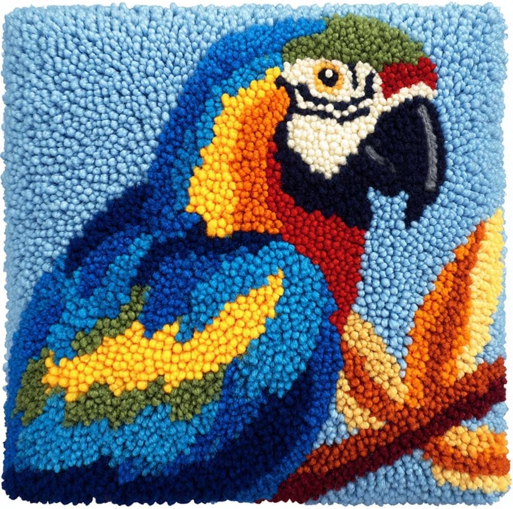 FWRTYCB Latch Hook Pillow Kit Parrot Crochet Yarn Hooking Pillowcase