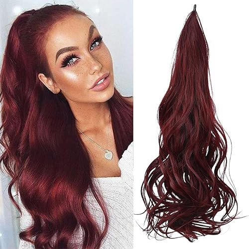 Extensión de cola de caballo de 30 pulgadas, extensiones de cabello flexible envolvente OTO BELLA alrededor, 4.23 onzas, largo, rizado, sintético,