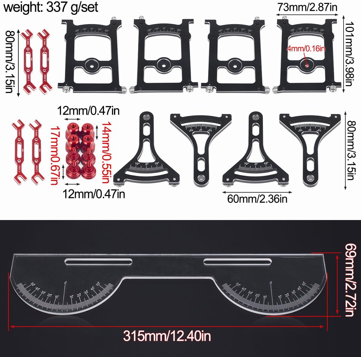1/10 RC On Road Car Alignment Tool – Camber/Toe/Slip Angle Gauge