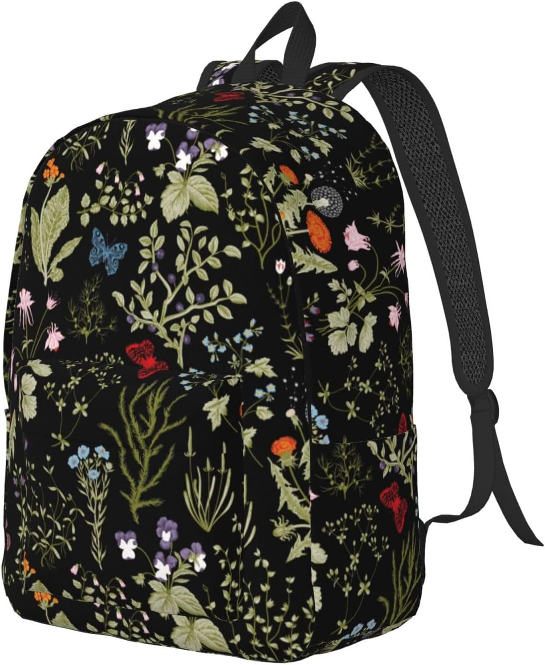Floral Flower Herb Trendy Plant Backpack for Girls Boys Women Lightweight Canvas Bookbag Casual for Travel Outdoor Camping, 15 Inch, Small image 4