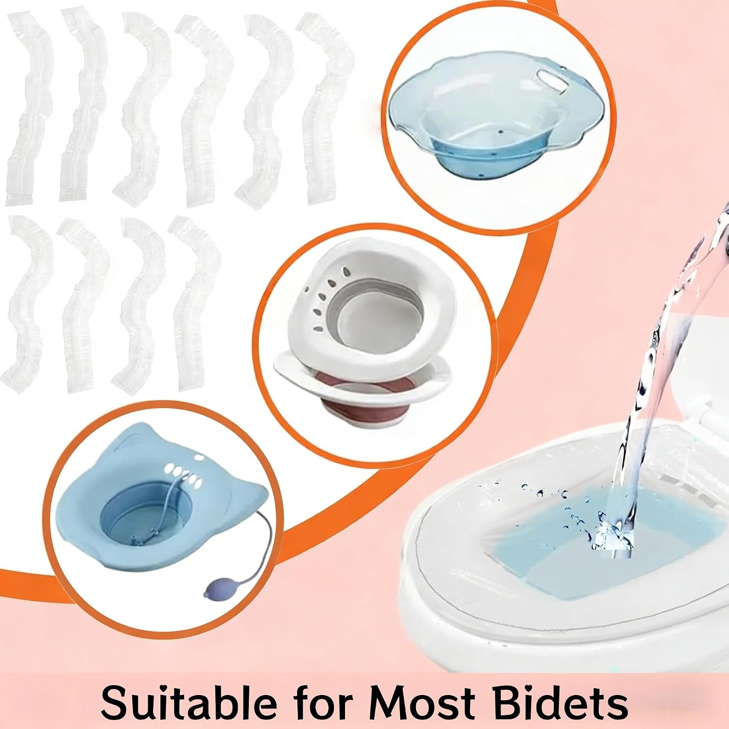 Disposable Sitz Bath Liners with Elastic Band, 50 Pack - Sitz Bath Liner Cover Bags for Postpartum Recovery & Hemorrhoid Care, Leak-Proof Thickened PE Bags,60 * 70cm, Toss it, Done (White)