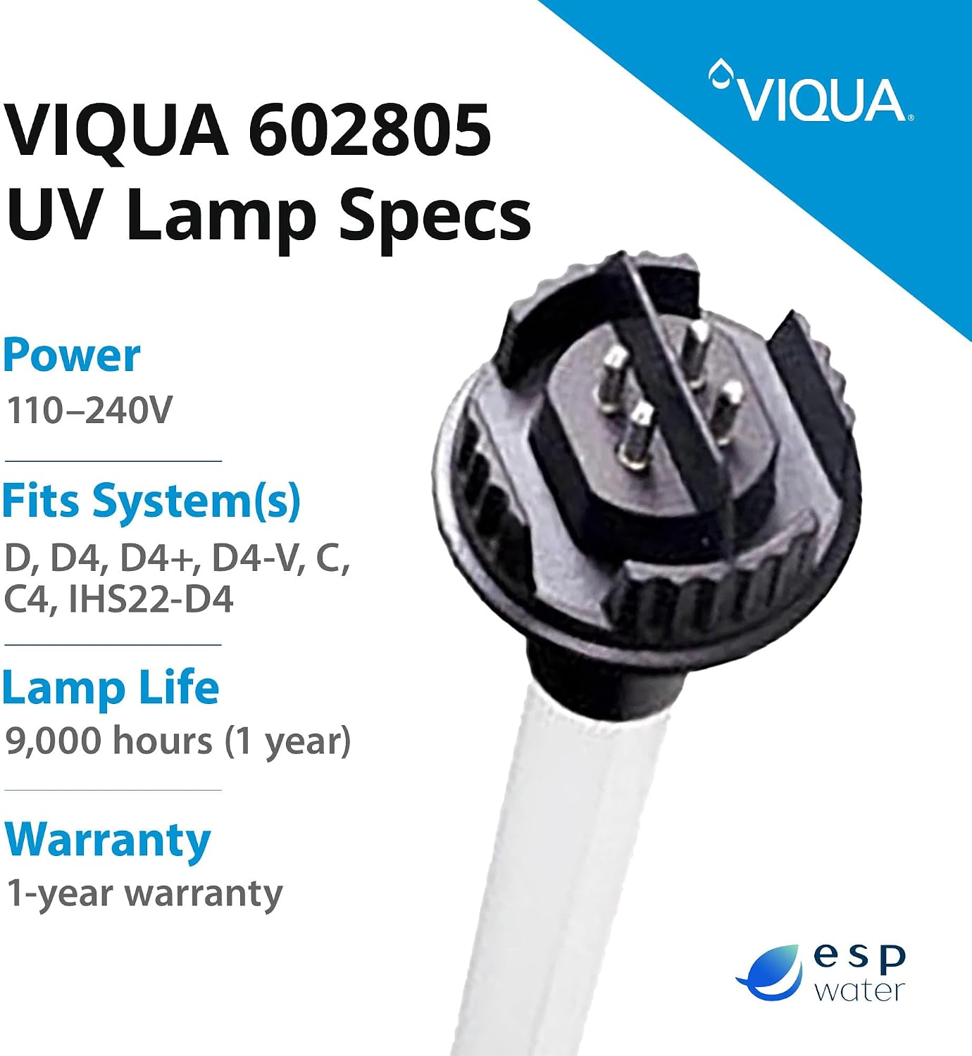 Viqua 602805 UV Lamp Specifications