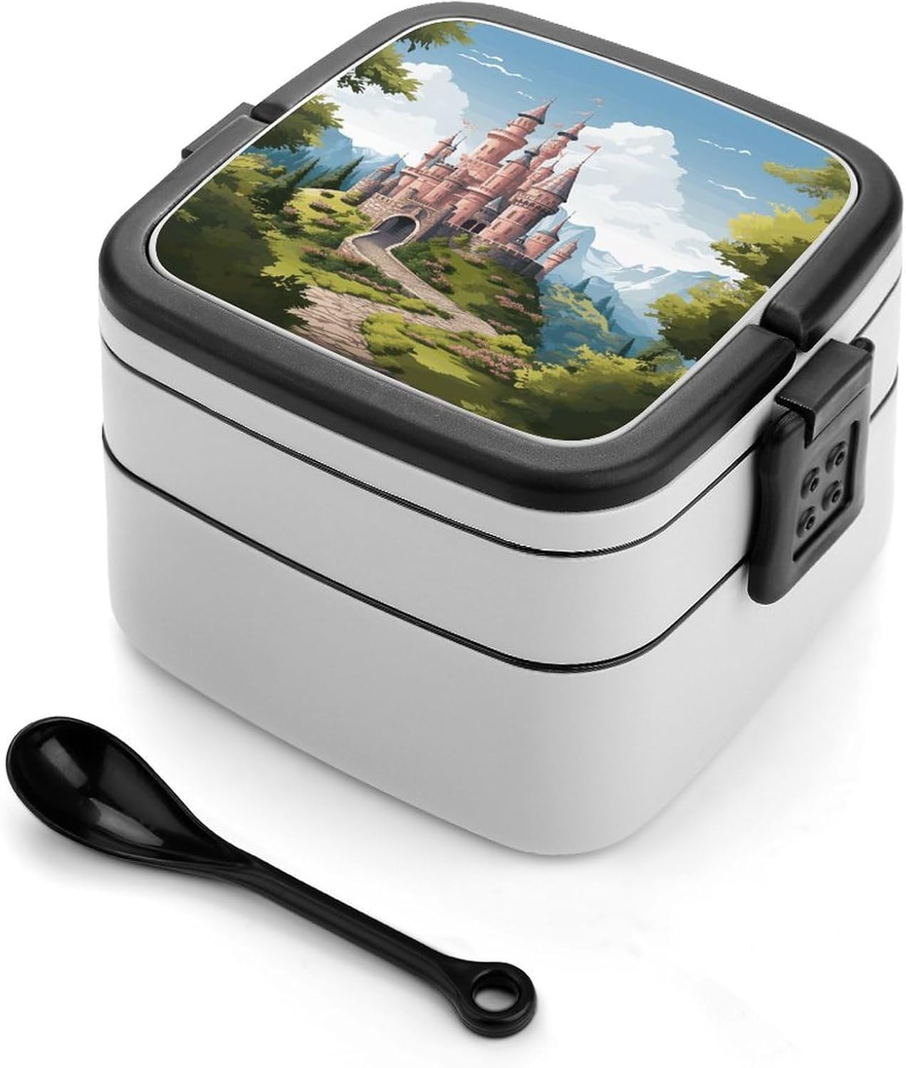 Adults Lunch Box Adult Bento Box Stackable Bento Box BPA-Free Fairy Tale Castle Lunch Box Food Container Ideal for Meal Prep, Work, And On The Go