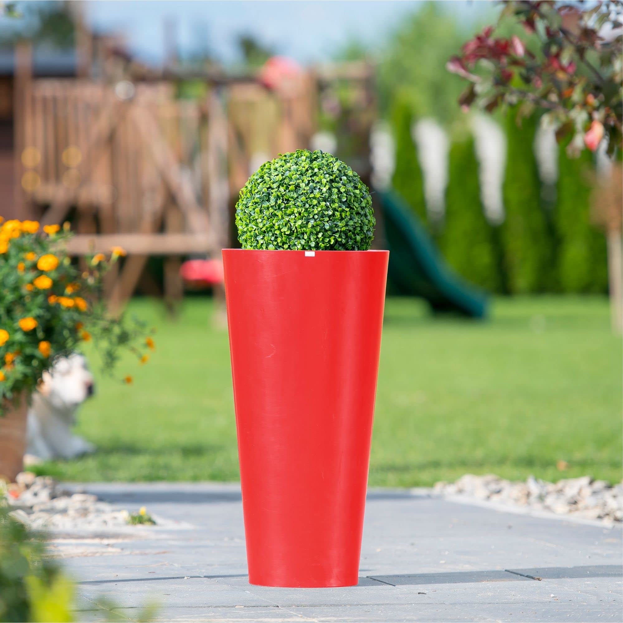 Forvega Venus Pot de Fleurs en Plastique - Plantes d'Intrieur et d' Extrieur - Grand Pot avec tagre - Rouge 70x35 : Amazon.fr: Jardin