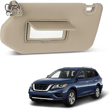 ItranMc Sun Visor Driver Side for 2013-2018 Nissan Pathfinder, 2014-2017 Infiniti QX60, 2013 Infiniti JX35, Beige, Left Side Visor with Light Mirror, Replacement#96401-9PB0A