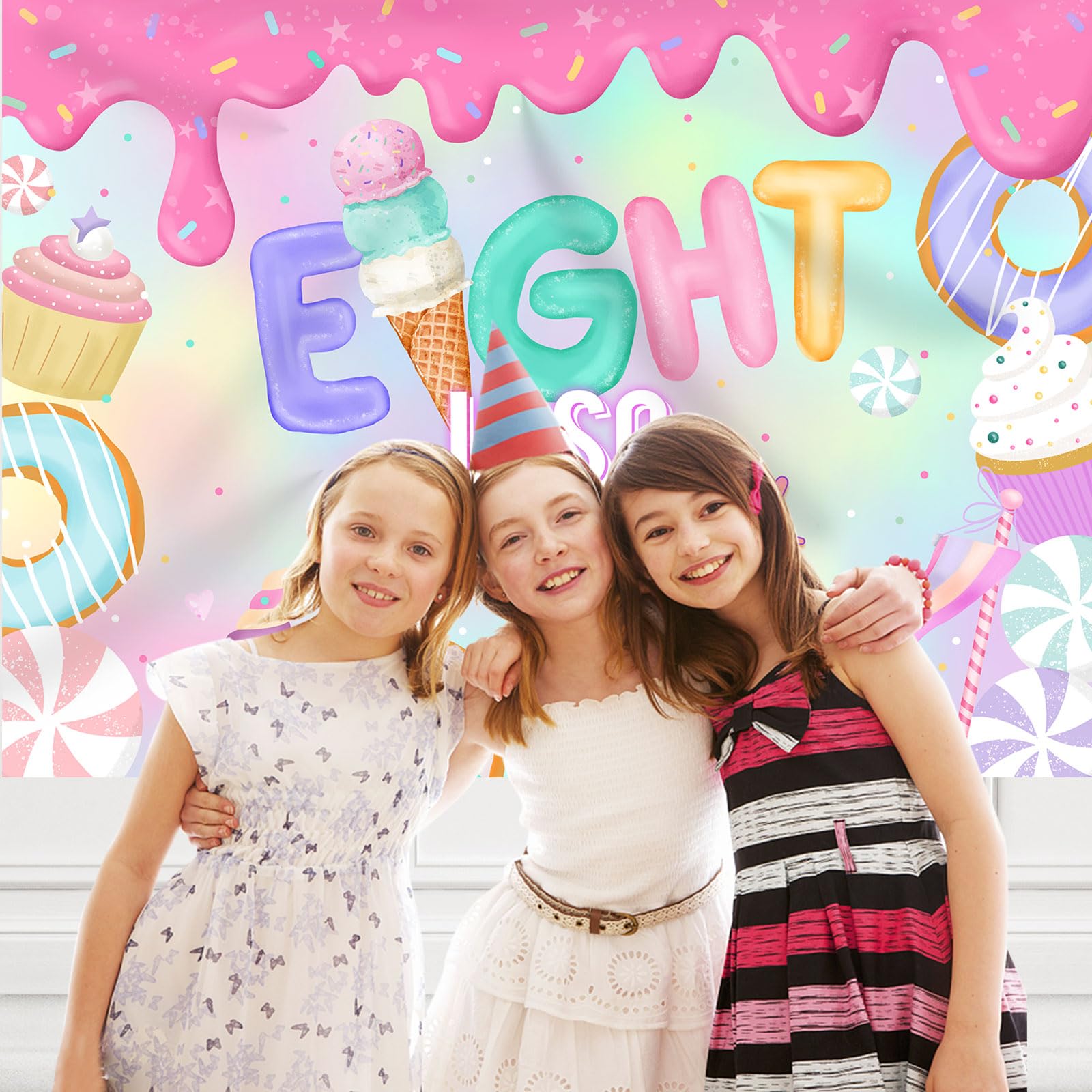 Eiscreme-Geburtstags-Hintergrund 2,1x1,5 M – Sommer, Kinder, Fotohintergrund