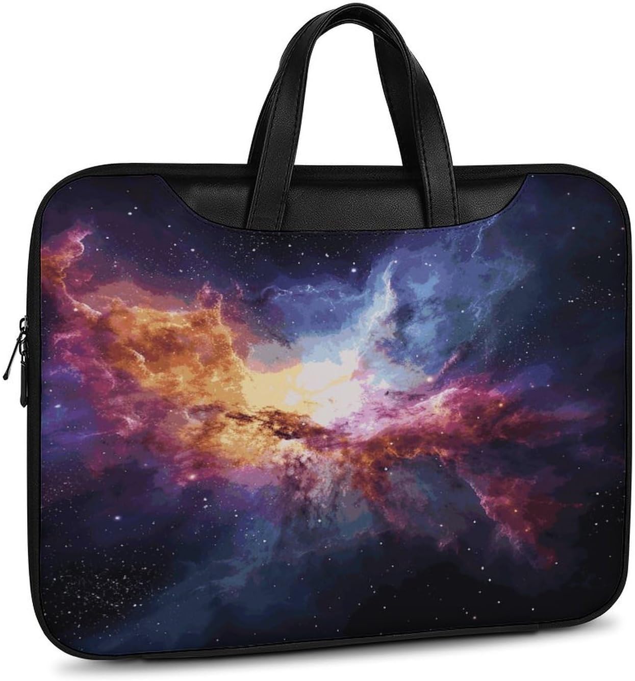 Nebula And Galaxy in The Universe 37x28cm Black-style Laptop Bag Leather Tablet Computer Briefcase Large Capacity Work Business Tote Bags for Office