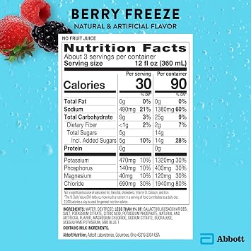 Pedialyte Sport Electrolyte Drink, Fast Hydration with 5 Key Electrolytes for Muscle Support Before, During, After Exercise, Berry Freeze, 33.8 Fl Oz (Pack of 4)