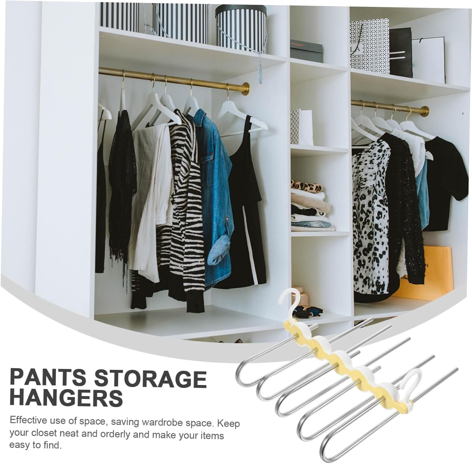 Multi-use Trouser Hanger Rack Space-Saving Pants Organizer for Closet Strong Clips Smooth Edges for Home Storage and Wardrobe Organization Yellow