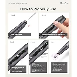 MelodySusie Cordless Nail Drill, PC180G 25,000RPM Rechargeable Electric Nail File with Nail Drill Bits,Sanding Bands (Black)
