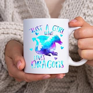 Just a Girl Who Loves Dragons Galaxy Space Dragon Cute Girls BlackMug, Tea Mug, Tea Cup, Coffee Cup