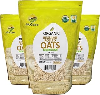 Organic Regular Rolled Oats - Rolled Oats Organic | Rich with Fiber & Minerals | USDA and CCOF Certified | Product of USA | 2Lbs Pack of 3