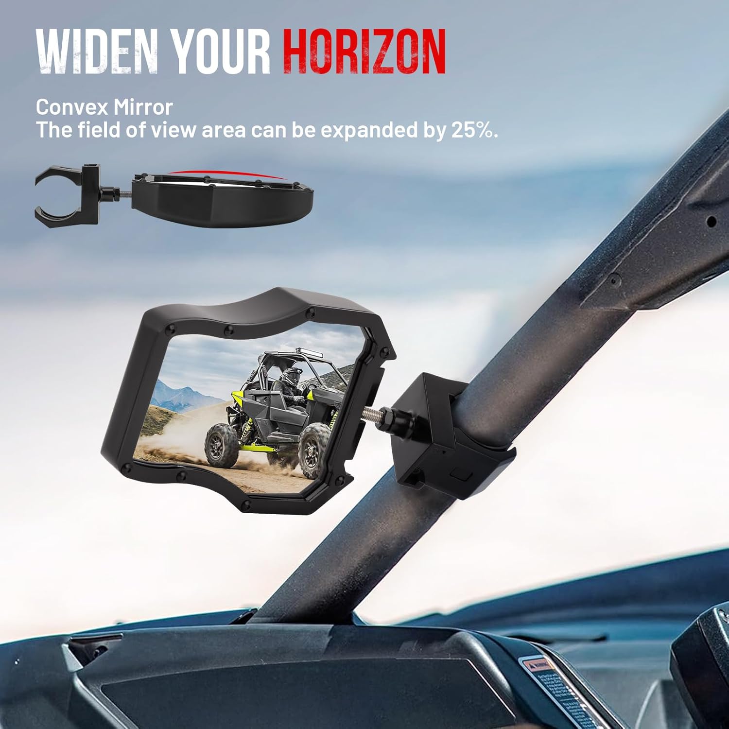 UTV Side Mirrors, Aluminium Alloy Adjustment UTV Rear View Mirrors for 1.75-2 inch Roll bar, Universal Compatible with Polaris RZR, Can-Am Maverick X3, Pioneer, Talon, CFMOTO, Teryx, Gator (Red)